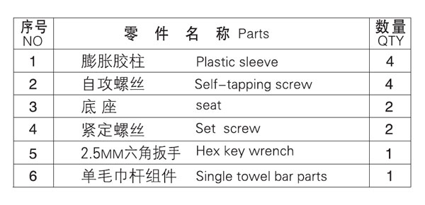 HF-92002-24单毛巾杆零件名称