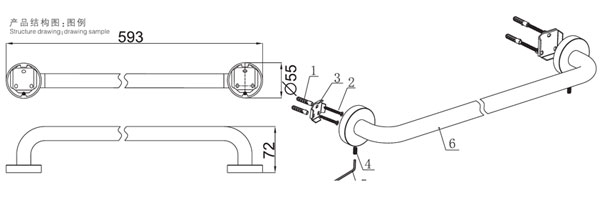 HF-92102-24单毛巾杆结构图